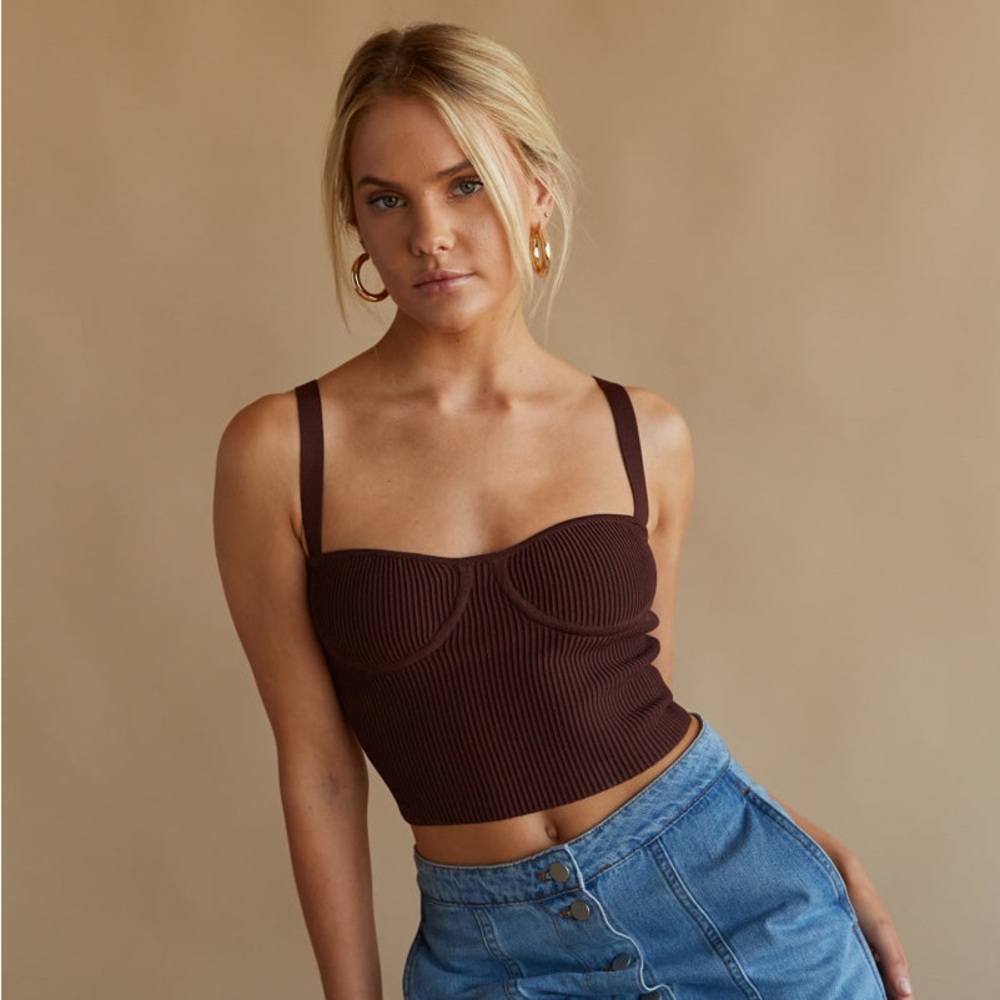 American Threads Fiore Ribbed Bustier Crop Top